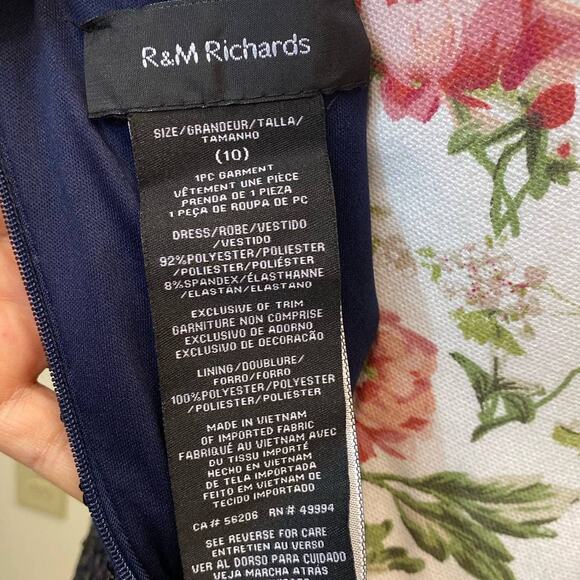 R&M Richards Navy Blue Sequin Satin Waist Belted Party Cocktail Maxi Dress 8us - Picture 3 of 14